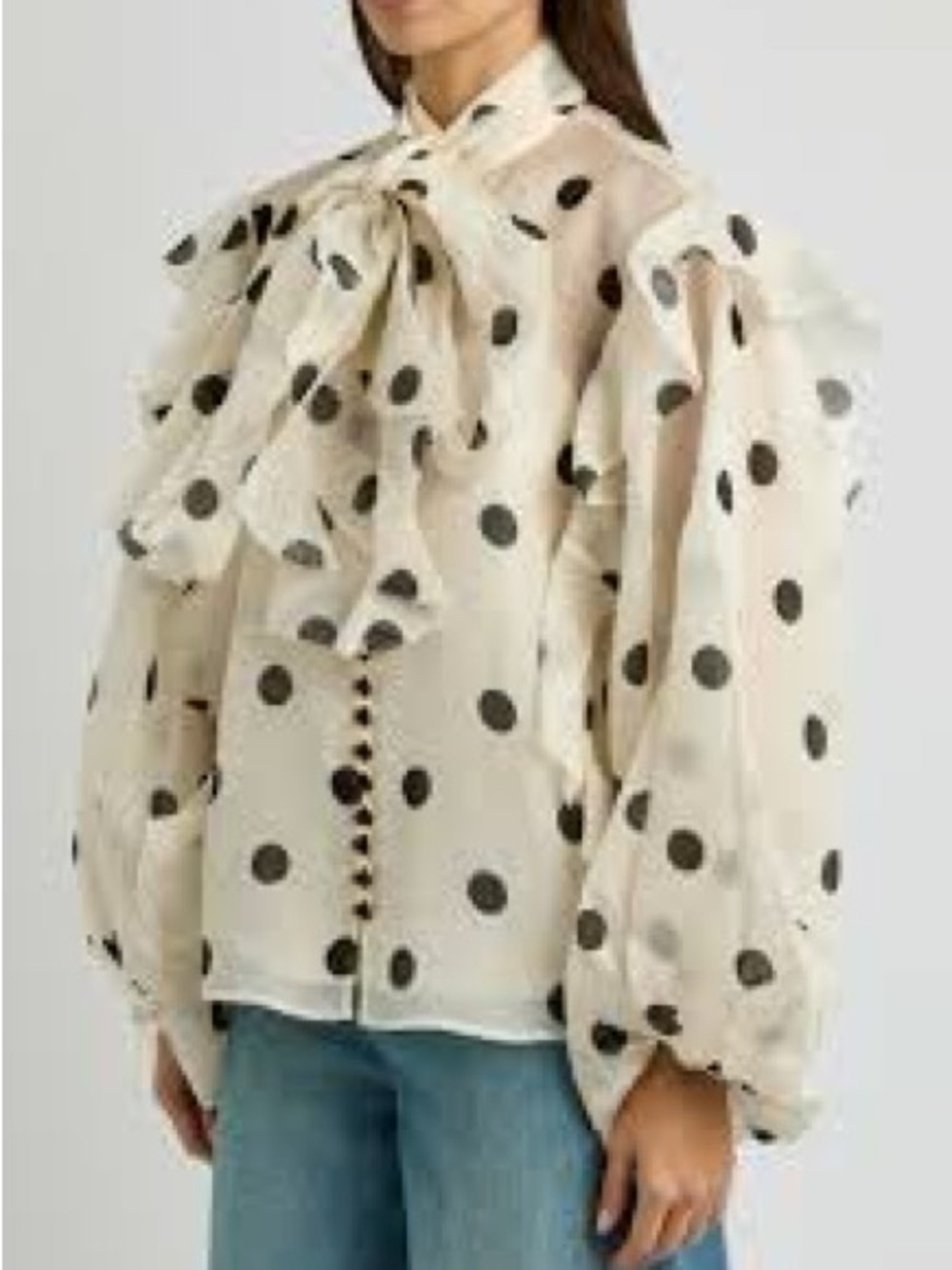 Zimmermann Runway 2024 Crush Polka Dot Silk & Linen Maxi Skirt and Blouse Set - Picture 14 of 14